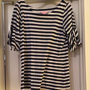 Striped Navy and Cream/white Women's Top